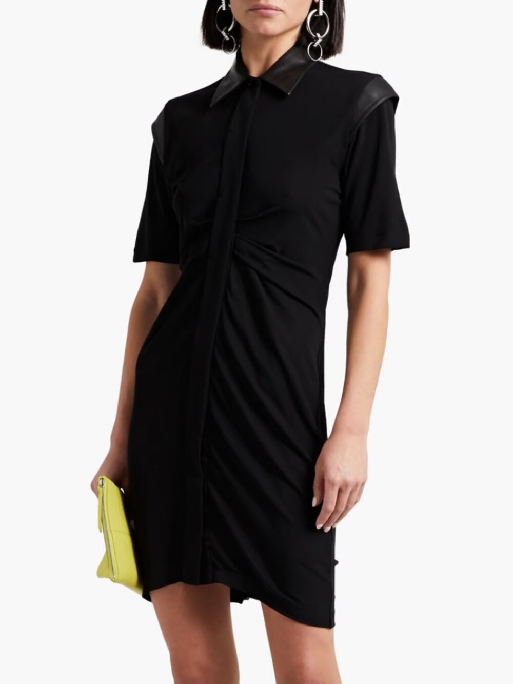 Helmut Lang leather trimmed Cady dress